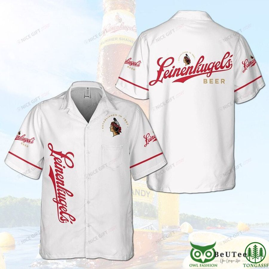 Leinenkugel's Basic White Hawaiian Shirt