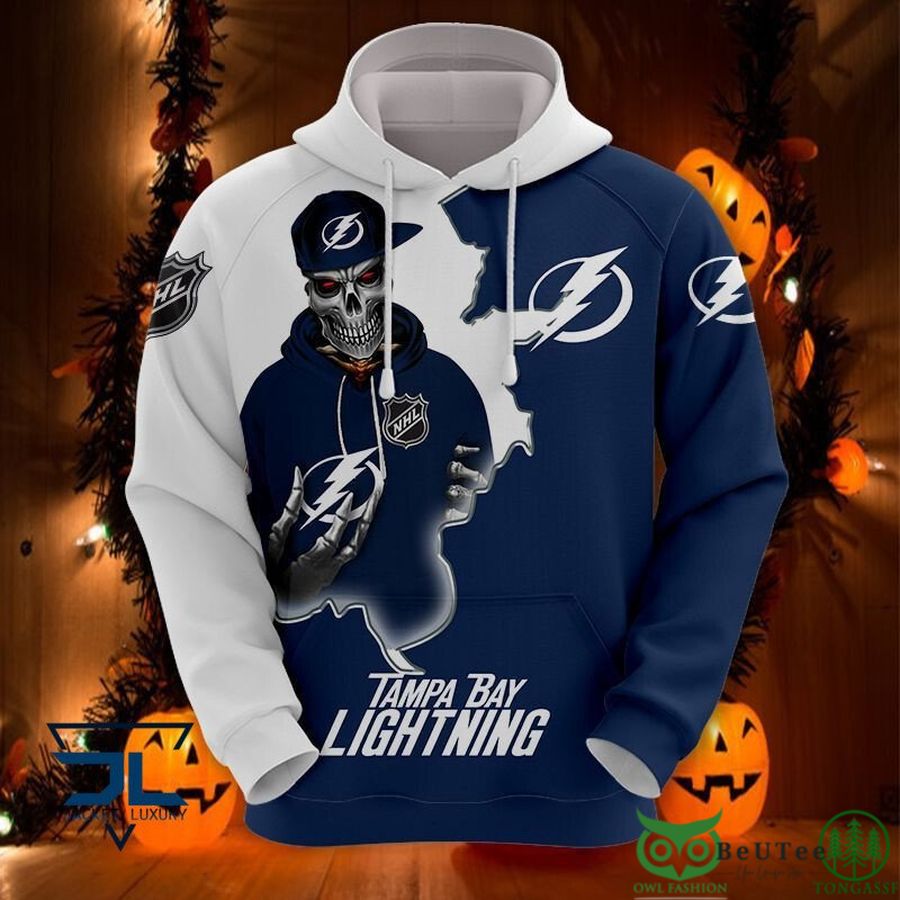 60 Tampa Bay Lightning NHL Skull 3D Printed Hoodie Sweatshirt Tshirt