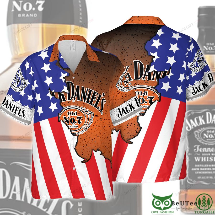 Jack Daniel's US Flag Orange Hawaii 3D Shirt 