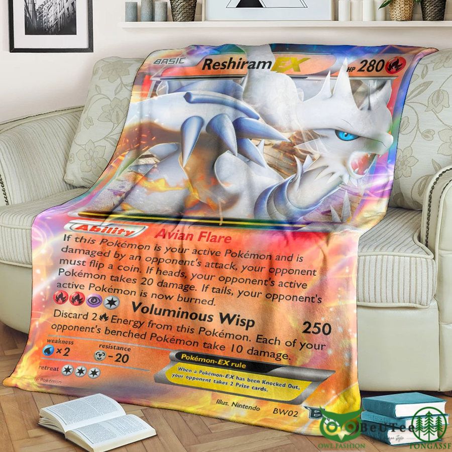 Anime PKM Reshiram EX Custom Pokemon Custom Soft Blanket