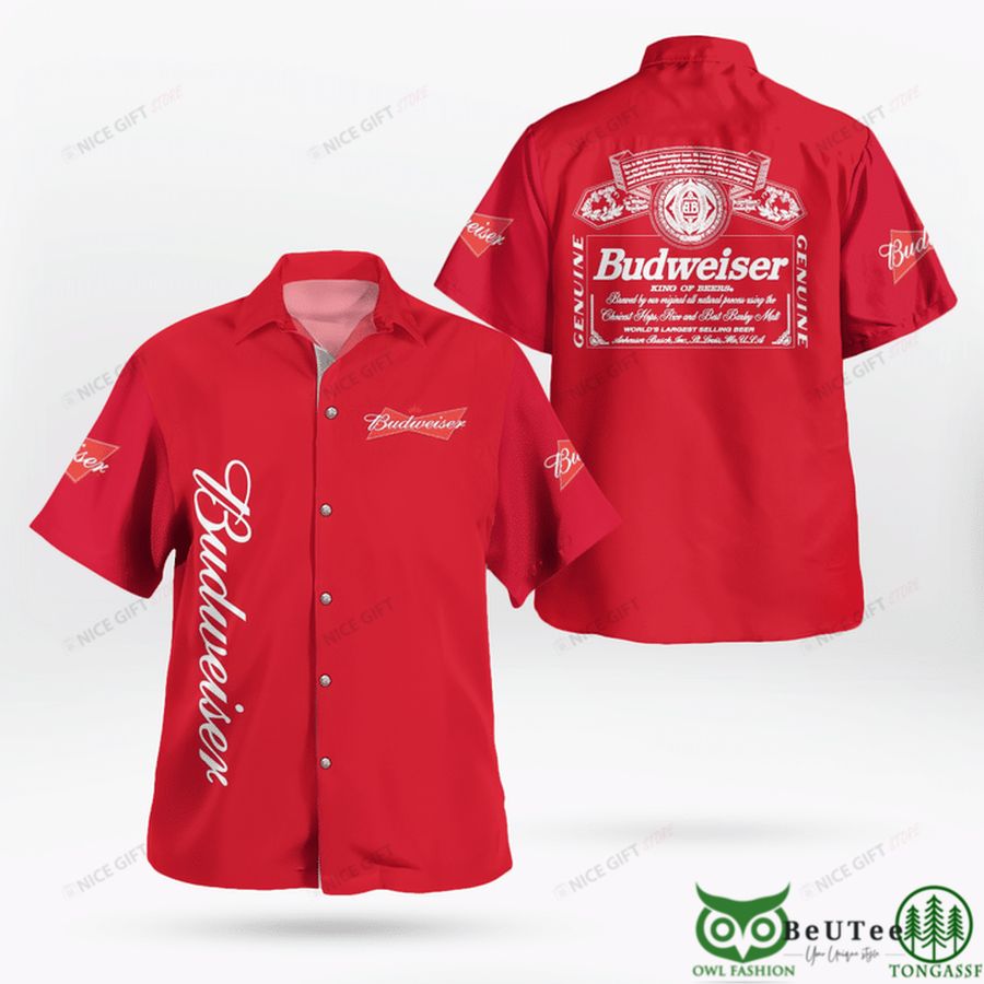Budweiser Basic Red with Logo Hawaiian Shirt
