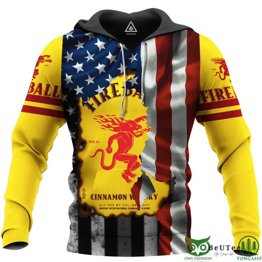 Fireball American Flag 3D Hoodie Tshirt Sweatshirt