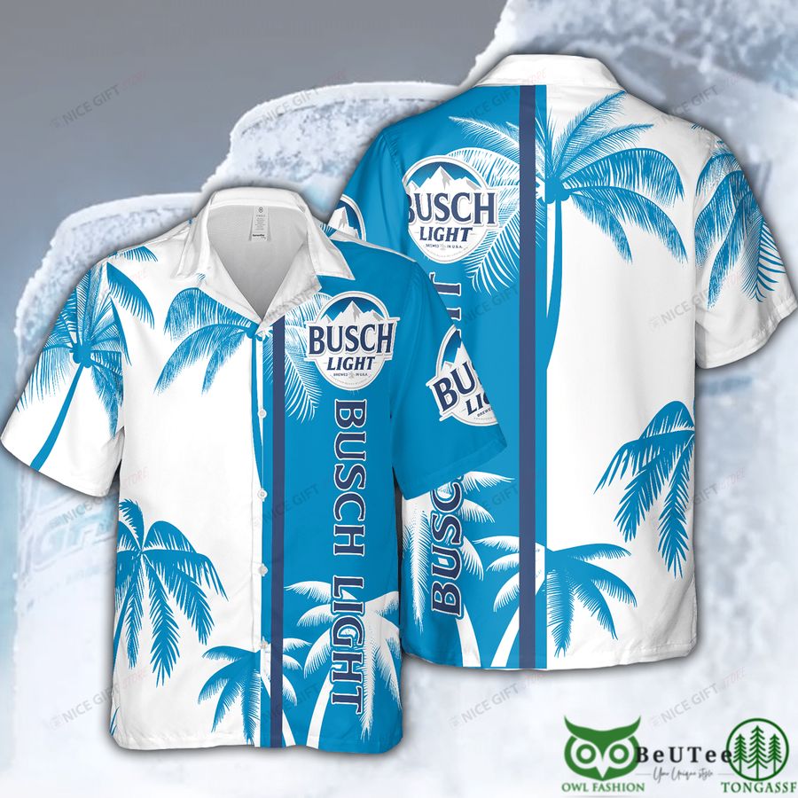 Busch Light White Blue Half Hawaii 3D Shirt 