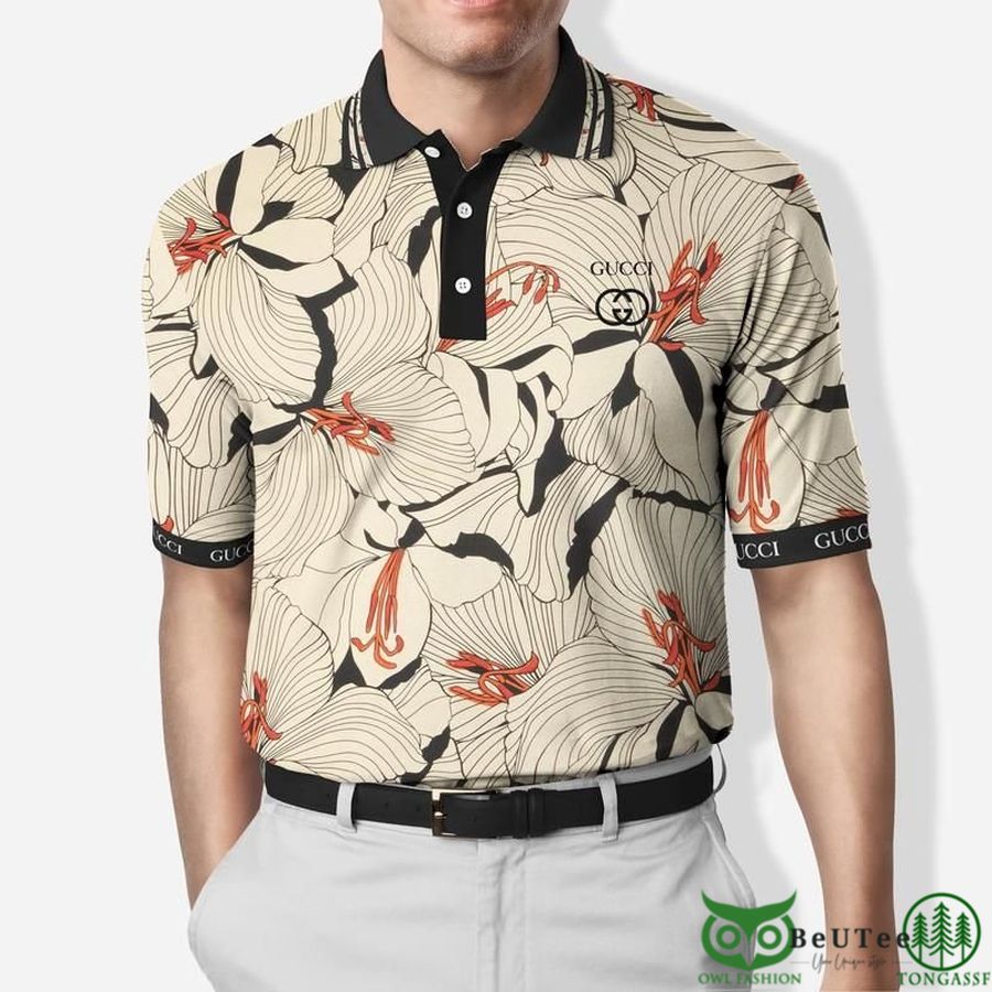 Limited Edition Gucci Flowers Beige Polo Shirt