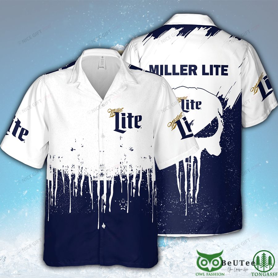 Miller Lite Color Drop Dark Blue Hawaii 3D Shirt 