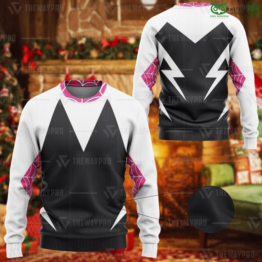 80 Movie Superhero Spiderman Gwen Into The Spider Verse Suit Custom Imitation Knitted Ugly Sweater