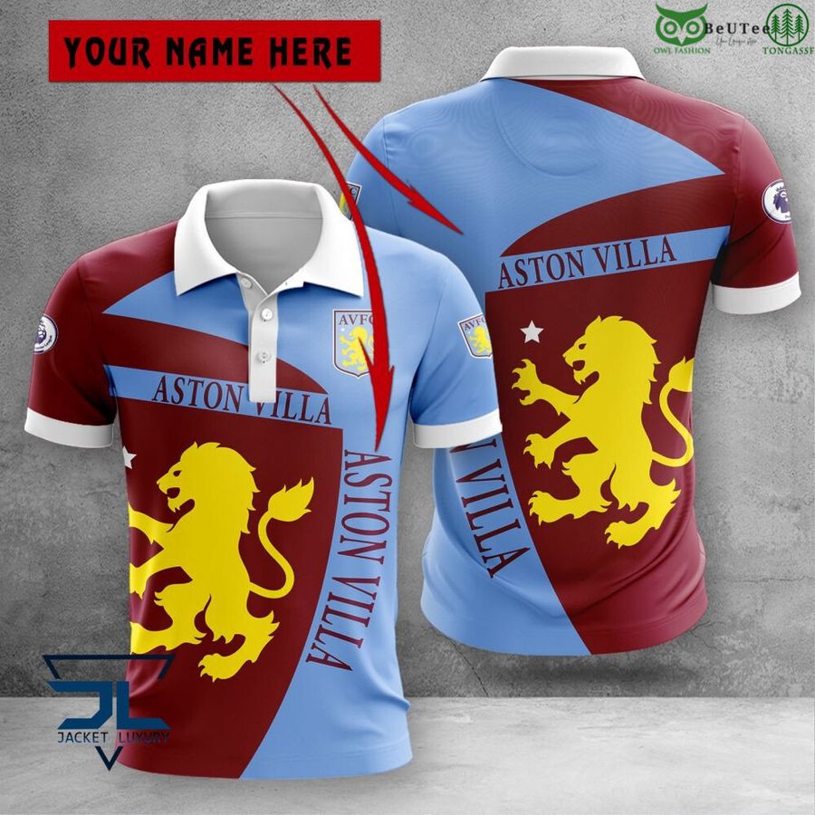 488 Aston Villa F.C Premier League 2022 3D Polo T Shirt Hoodie