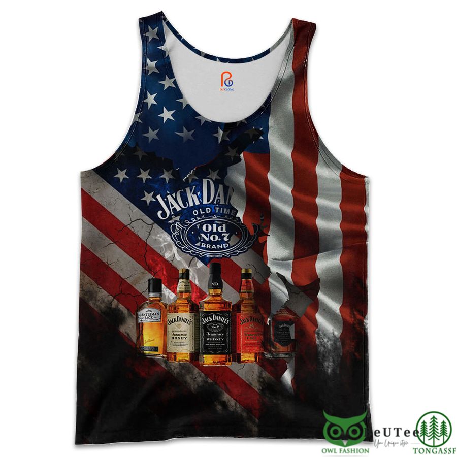 185 Jack Daniels American Flag 3D Hoodie Tshirt Sweatshirt