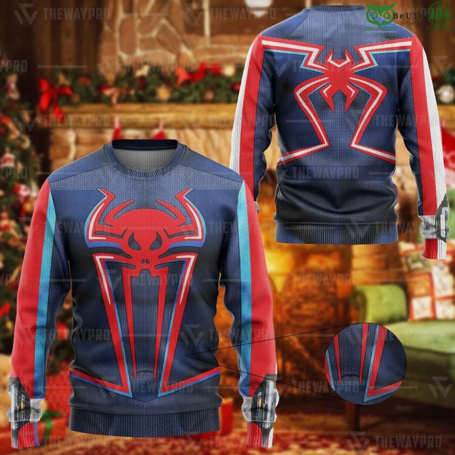 91 Movie Superhero Spiderman Miles 2099 Suit Custom Imitation Knitted Ugly Sweater