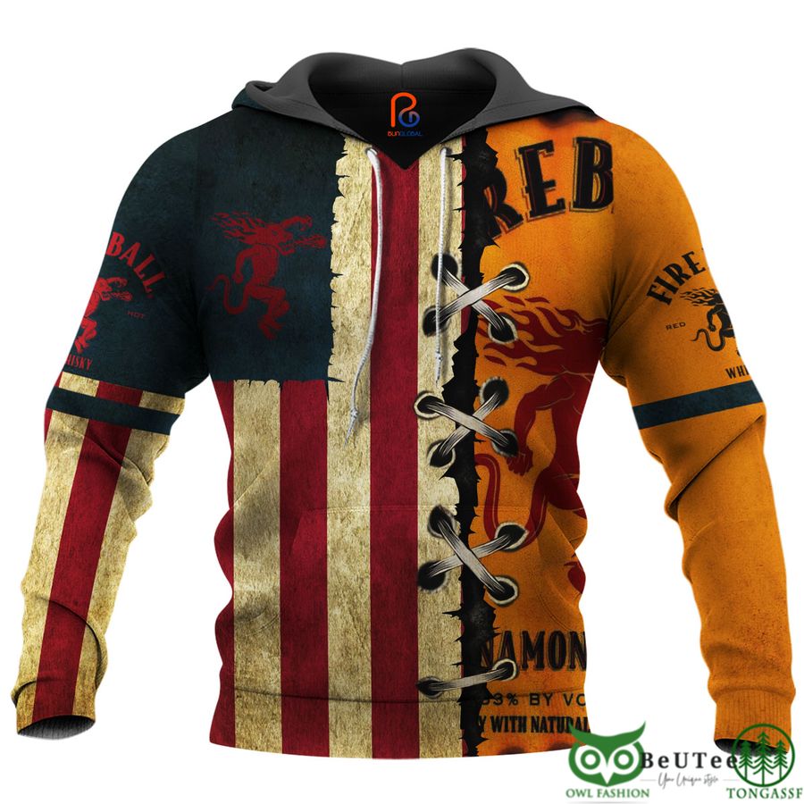 Fireball Us Flag 3D Hoodie Tshirt Sweatshirt