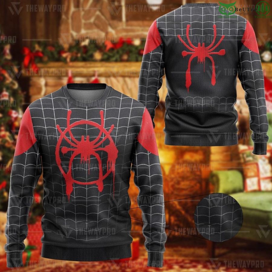 99 Movie Superhero Into The Spider Verse Miles Suit Custom Imitation Knitted Ugly Sweater