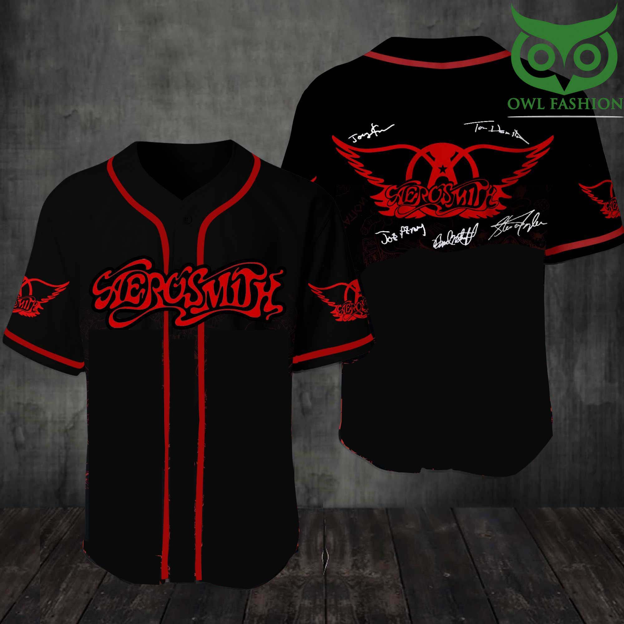 Black Aerosmith Baseball Jersey Shirt