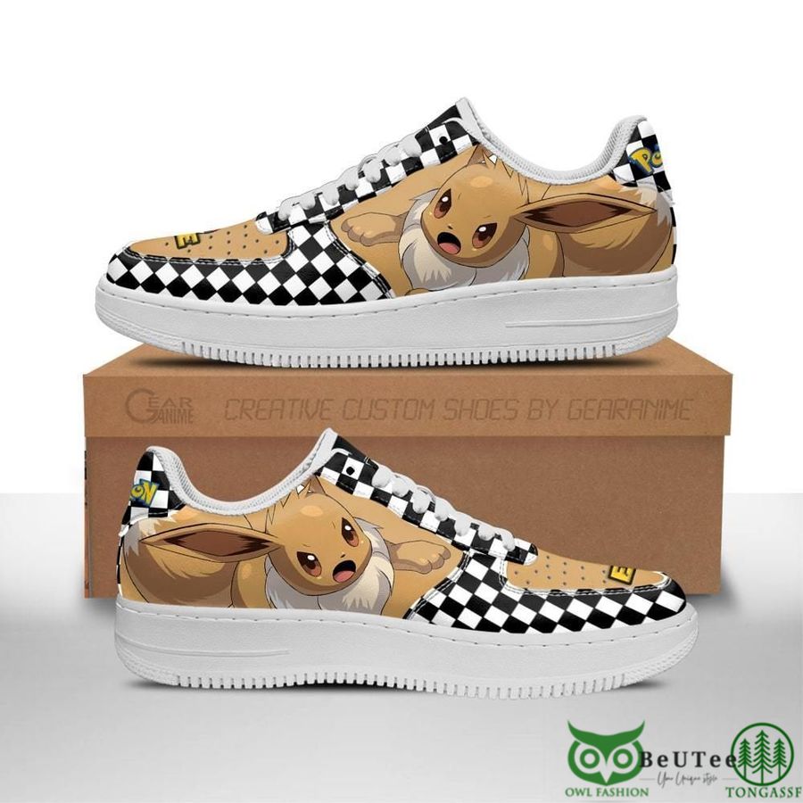80 Poke Eevee Air Sneakers Checkerboard Pokemon NAF Shoes