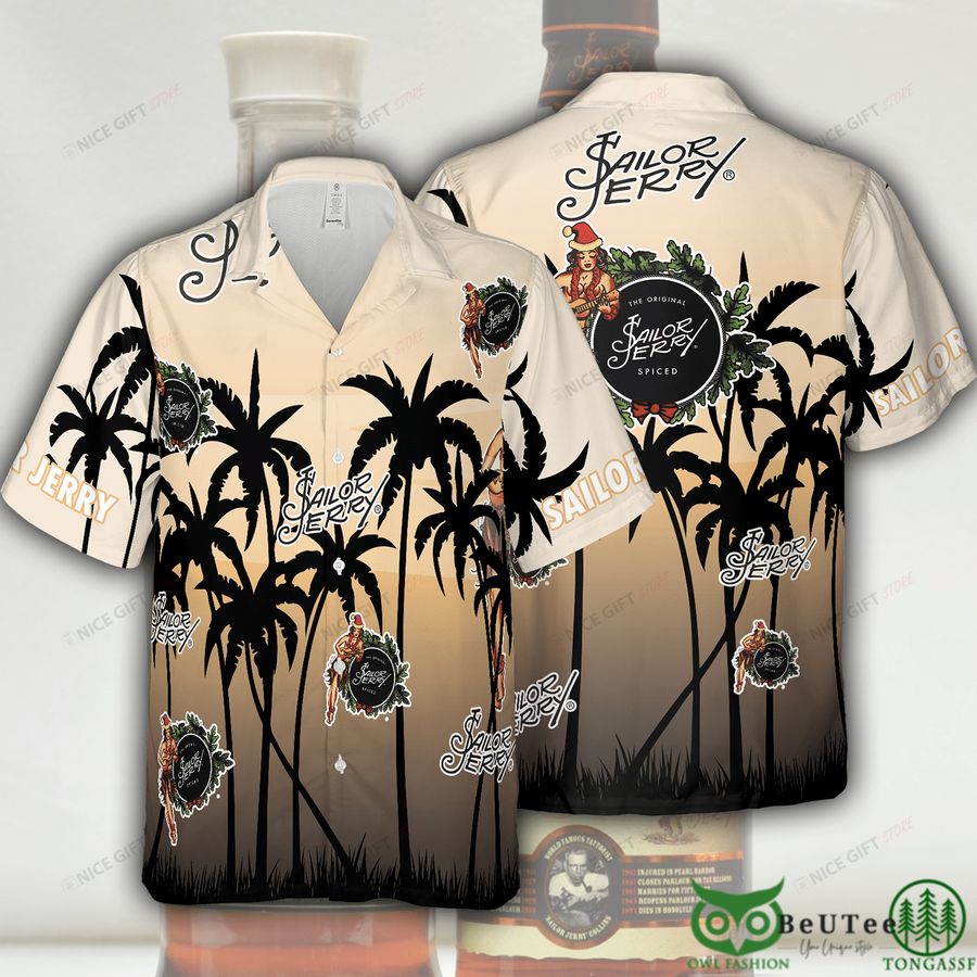 34 Sailor Jerry Palm Forest Beige Hawaii 3D Shirt