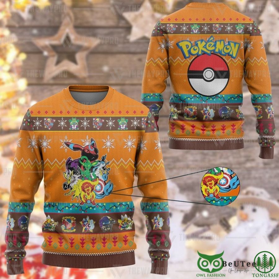 2 Eevengers Custom Christmas Ugly Imitation Knitted Sweatshirt