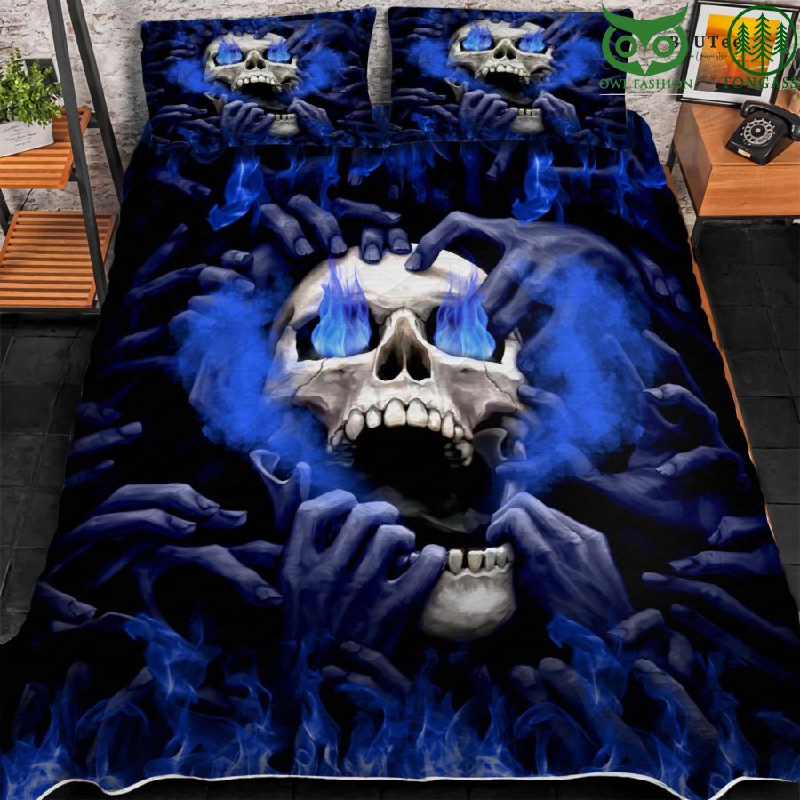 42Fa5TRl 12 The Coolest Screaming Skull Quilt Bedding Set