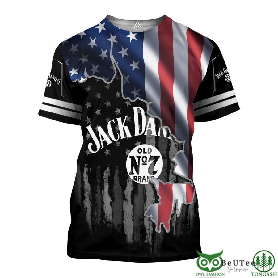 189 Jack Daniels American Flag Black 3D Hoodie Tshirt Sweatshirt