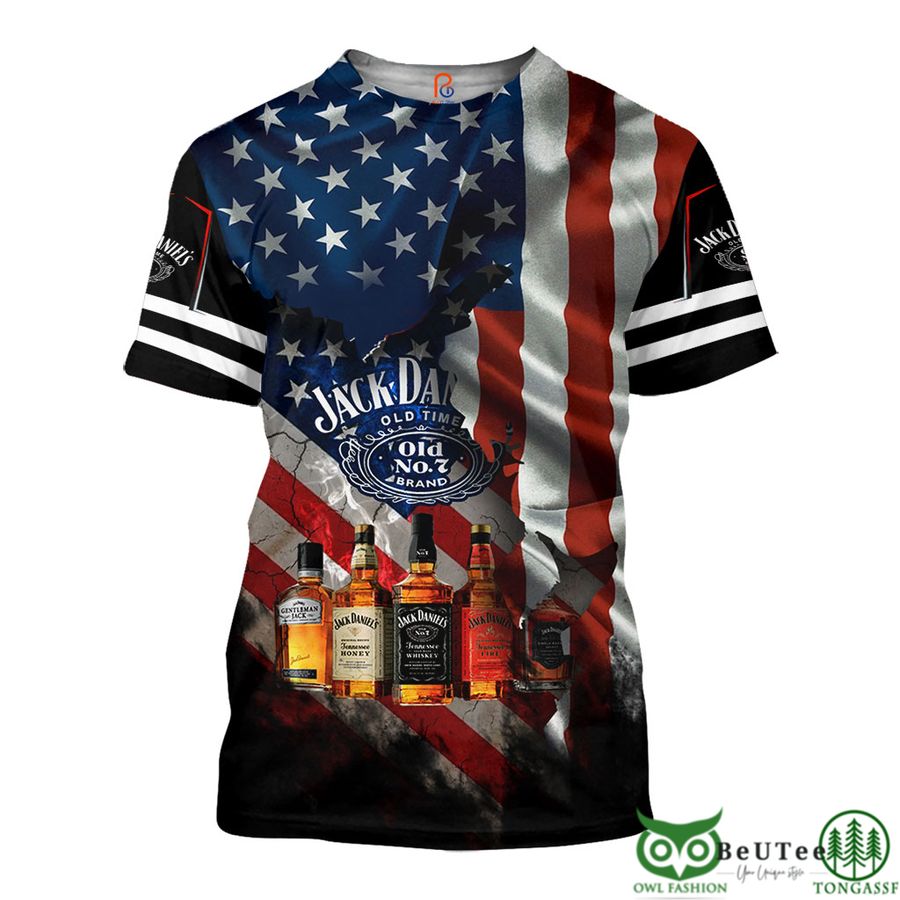 183 Jack Daniels American Flag 3D Hoodie Tshirt Sweatshirt