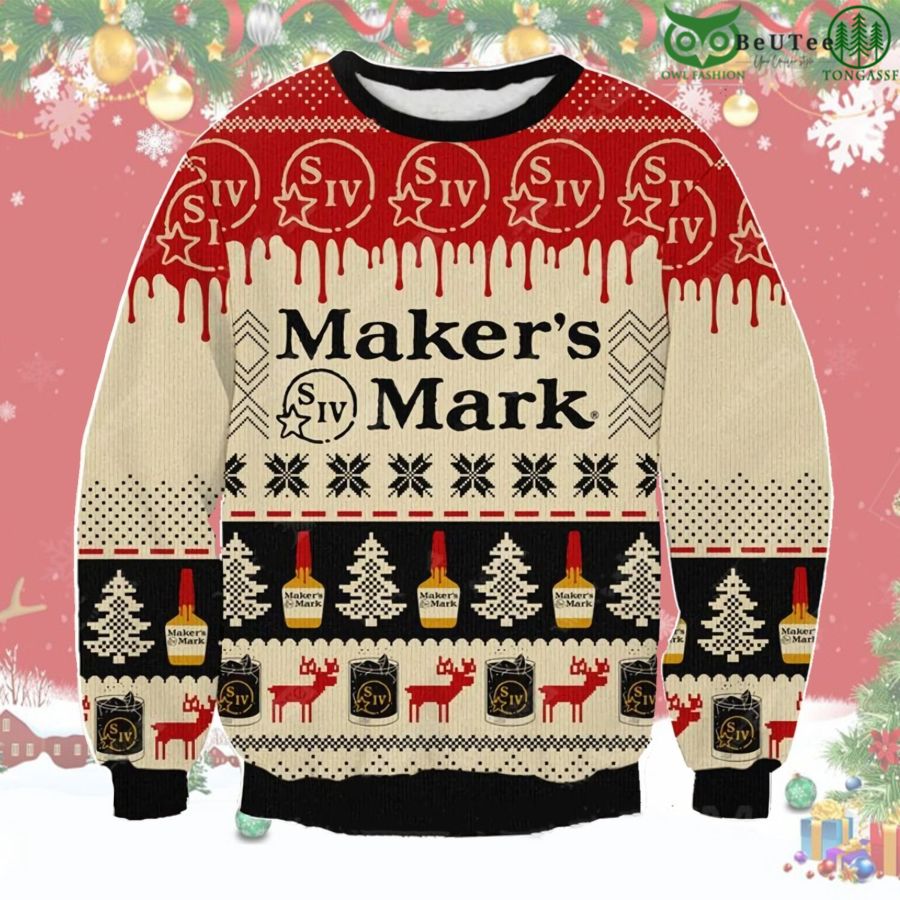 132LhQZA 21 Makers Mark Ugly Sweater Beer Drinking Christmas Limited