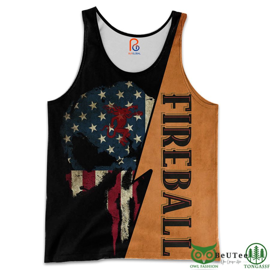 270 Skull Fireball US Flag 3D Hoodie Tshirt Sweatshirt