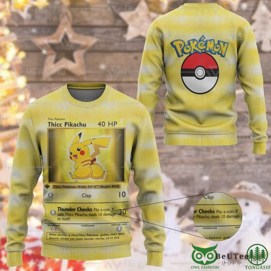 60 Thicc Pikachu Custom Imitation Knitted Sweatshirt