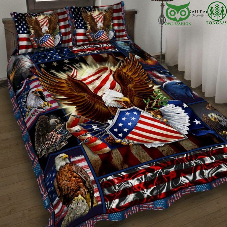 4oXRvphJ 23 Patriotic Eagle Quilt Bedding Set