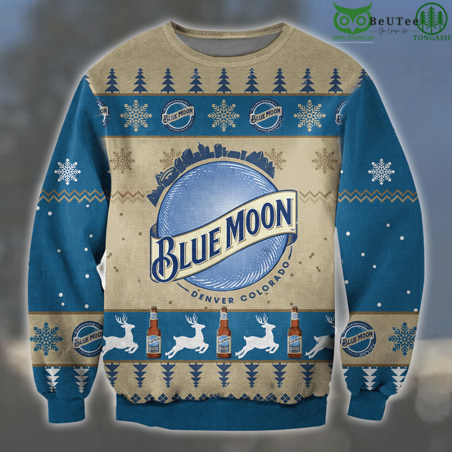 Blue Moon Ugly Sweater Beer Drinking Christmas Limited