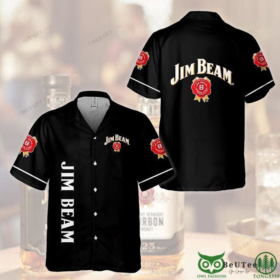 58 Jim Beam Basic Black Hawaiian Shirt