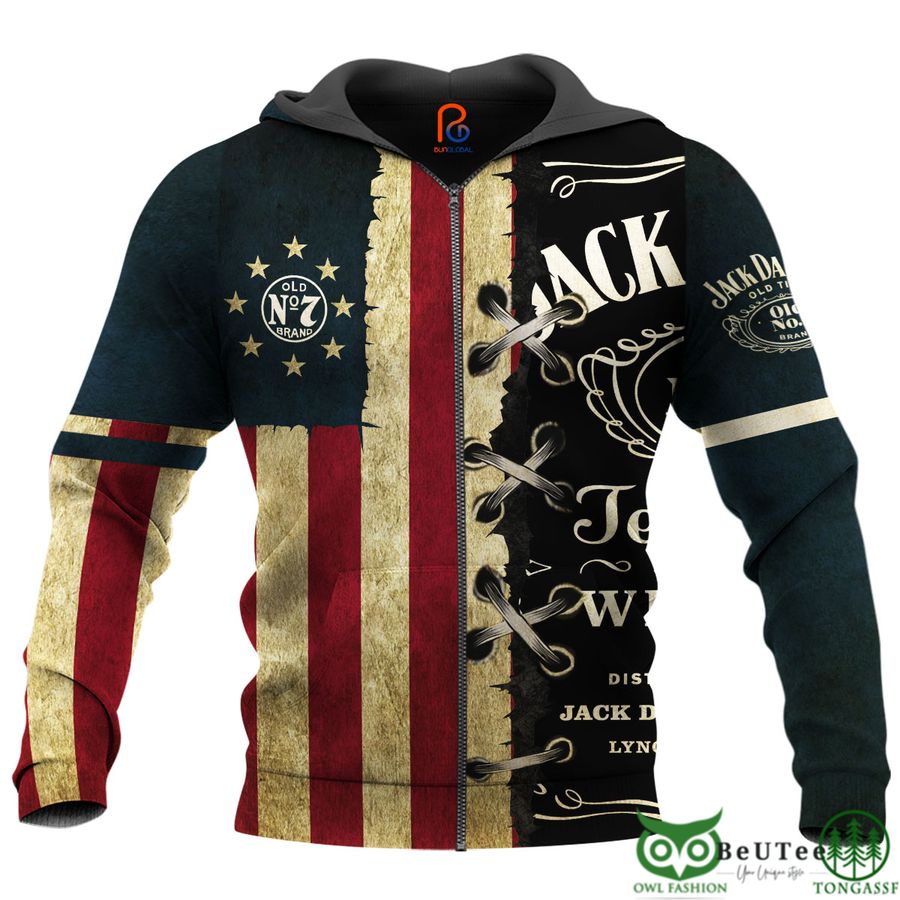 196 Jack Daniels US Flag 3D Hoodie Tshirt Sweatshirt