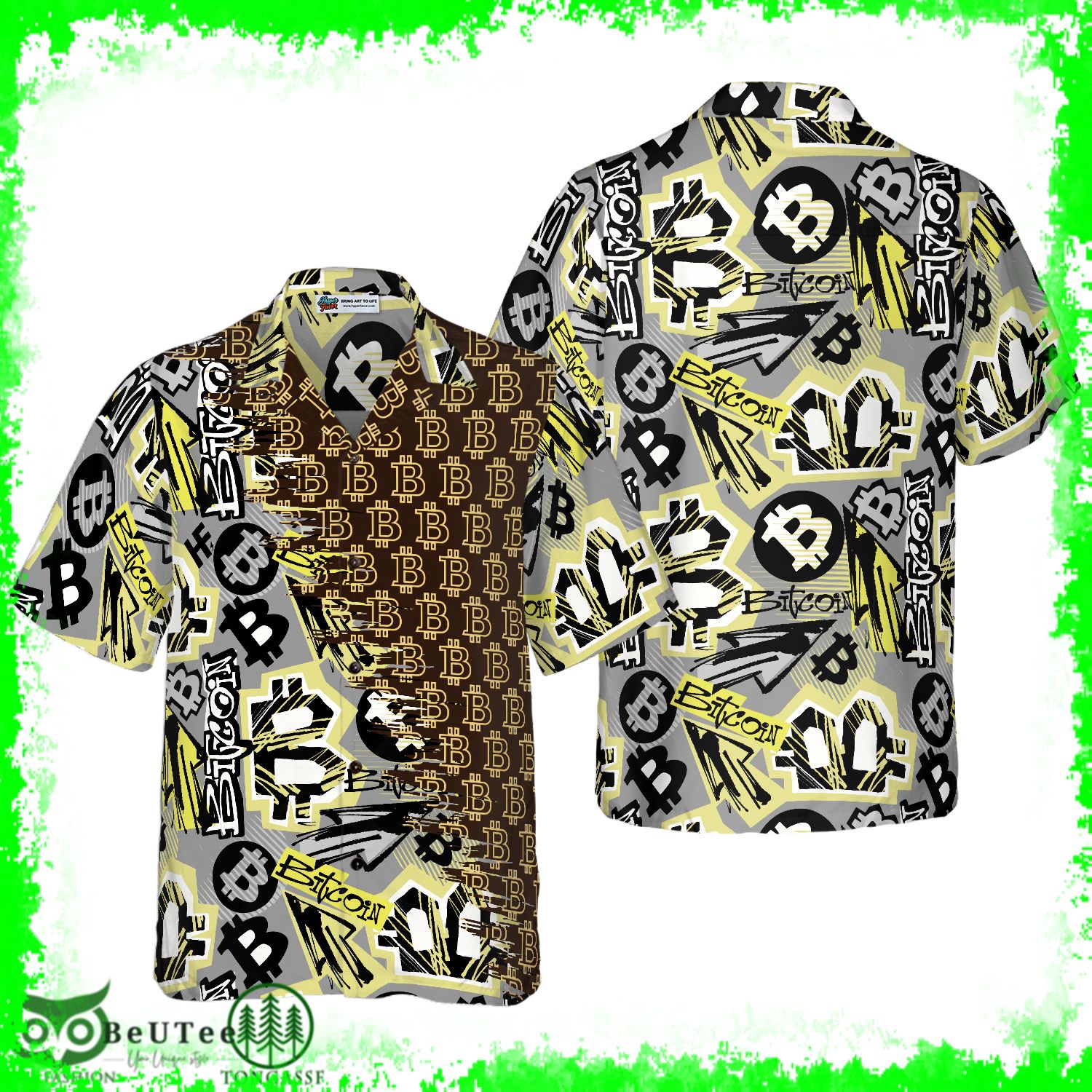 10 Bitcoin Doodle Funky Pattern Hawaiian Shirt BTC
