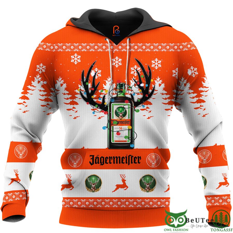 168 Jagermeister Liqueur Reindeer 3D Hoodie Tshirt Sweatshirt