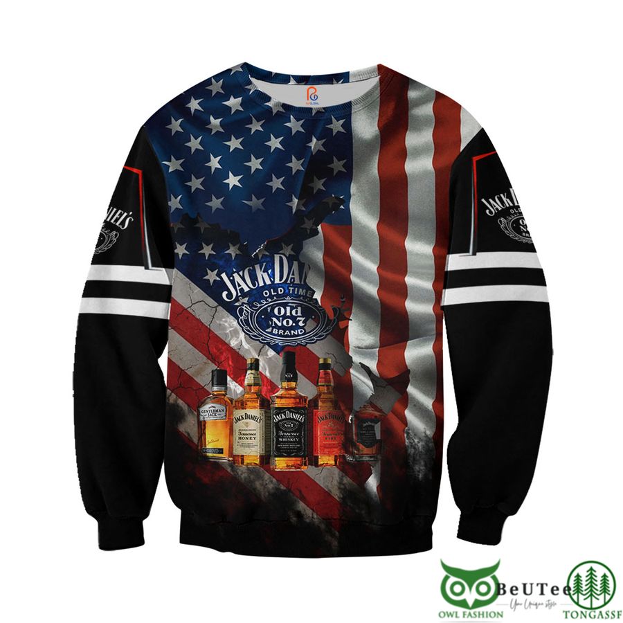 182 Jack Daniels American Flag 3D Hoodie Tshirt Sweatshirt