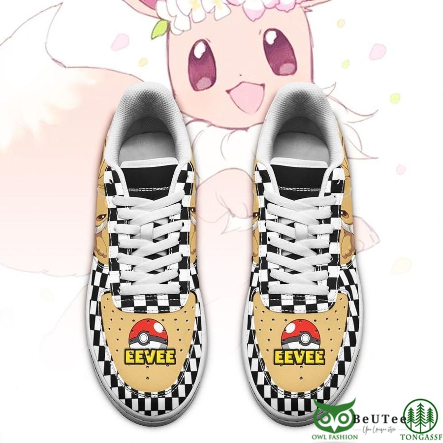 81 Poke Eevee Air Sneakers Checkerboard Pokemon NAF Shoes
