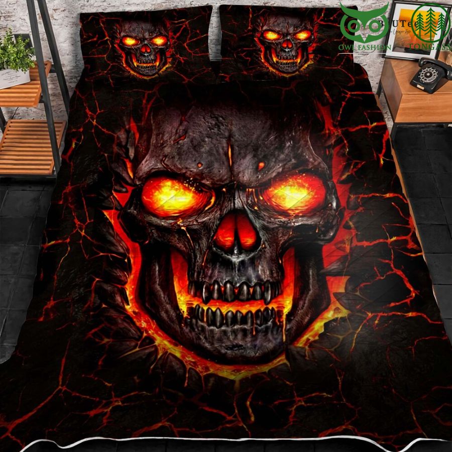 The Coolest Lava Skull Quilt Bedding Set