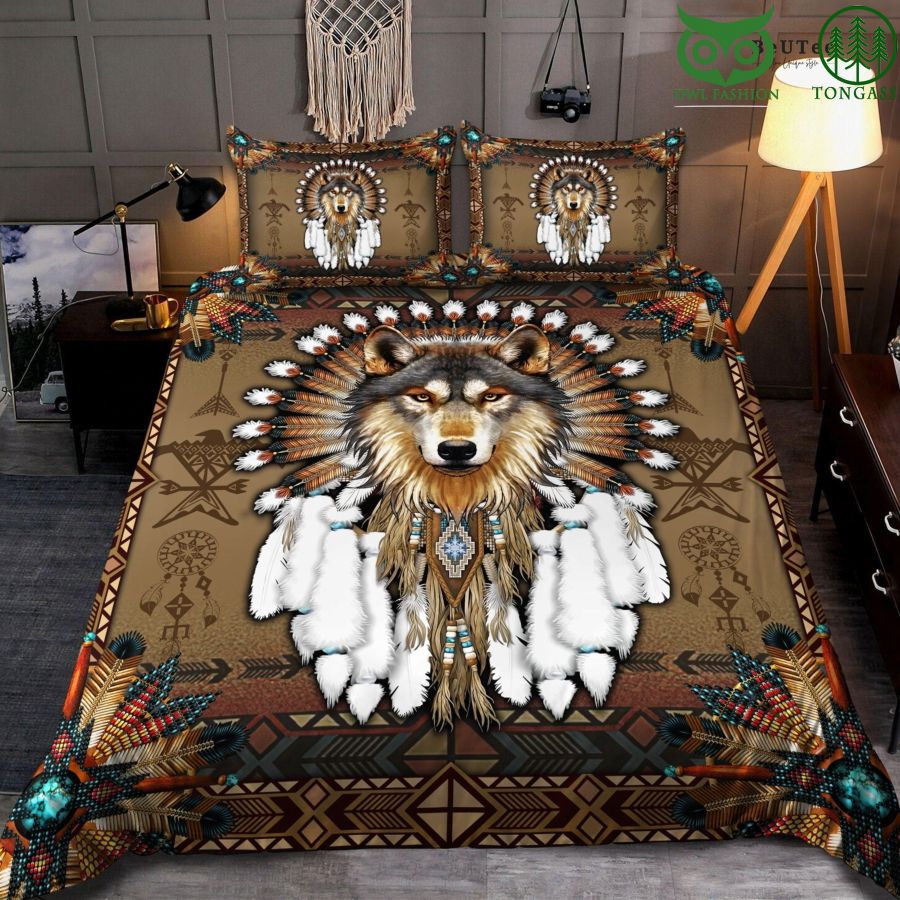 Gorgeous Native American Wolf Bedding Set