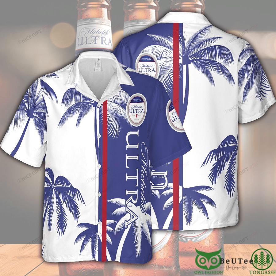 16 Michelob ULTRA White Blue Half Hawaii 3D Shirt