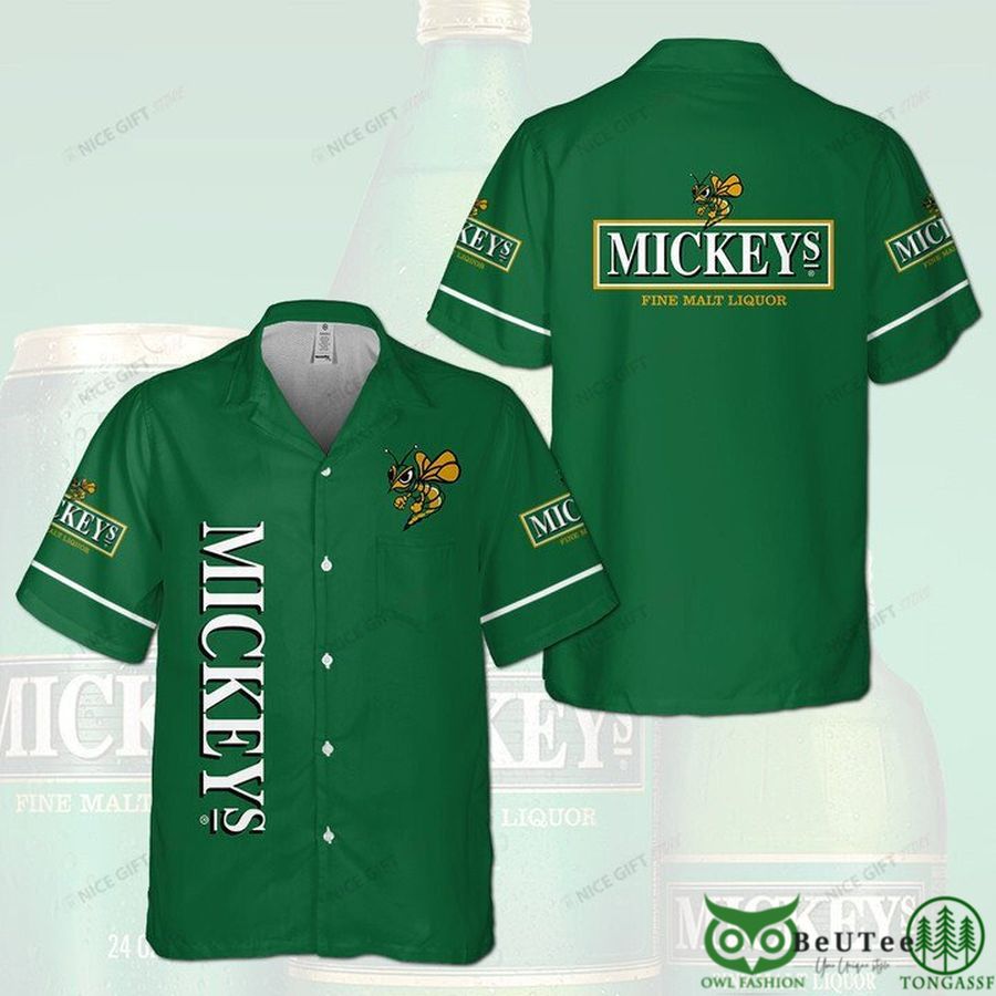 56 Mickeys Fine Malt Liquor Basic Green Hawaiian Shirt
