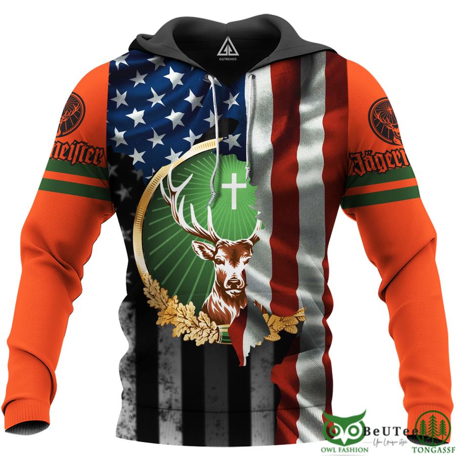 142 Jagermeister American Flag Logo 3D Hoodie Tshirt Sweatshirt