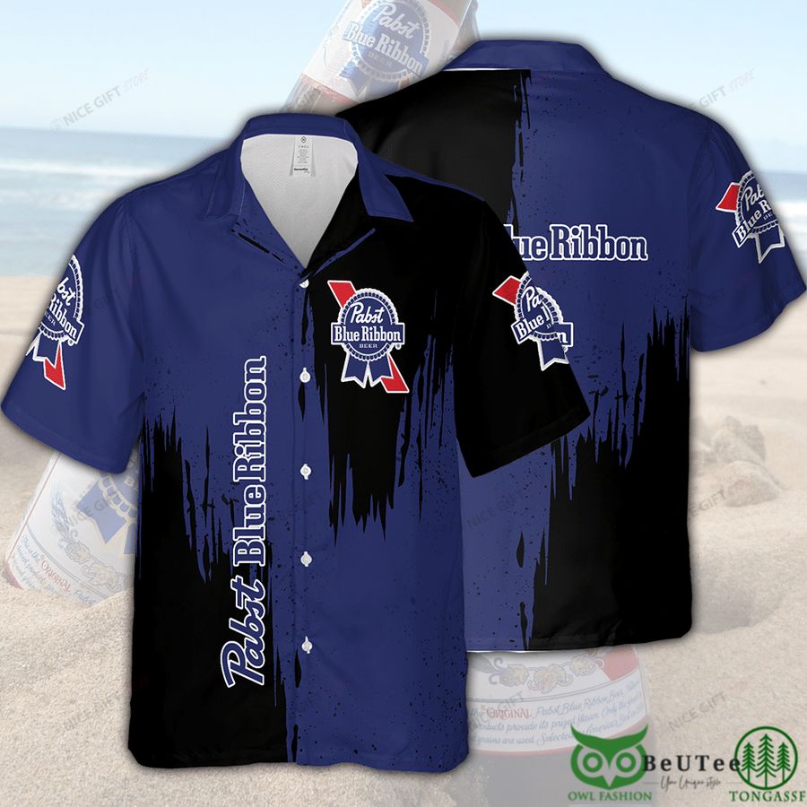 14 Pabst Blue Ribbon Dark Blue and Black Hawaii 3D Shirt