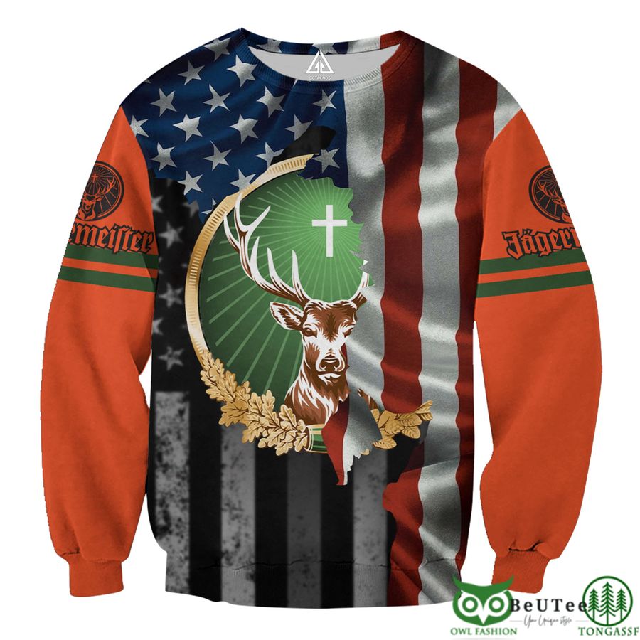 143 Jagermeister American Flag Logo 3D Hoodie Tshirt Sweatshirt