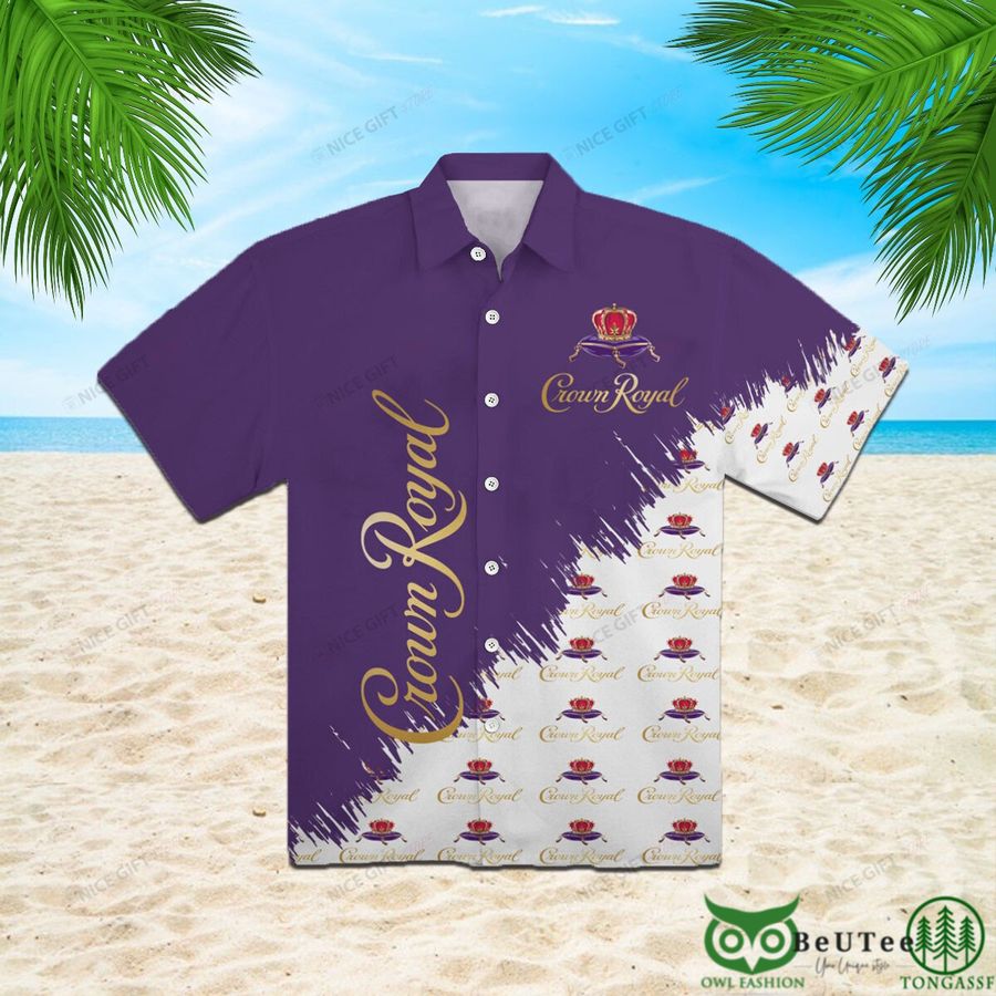 34 Crown Royal Purple White Diagonal Hawaii 3D Shirt