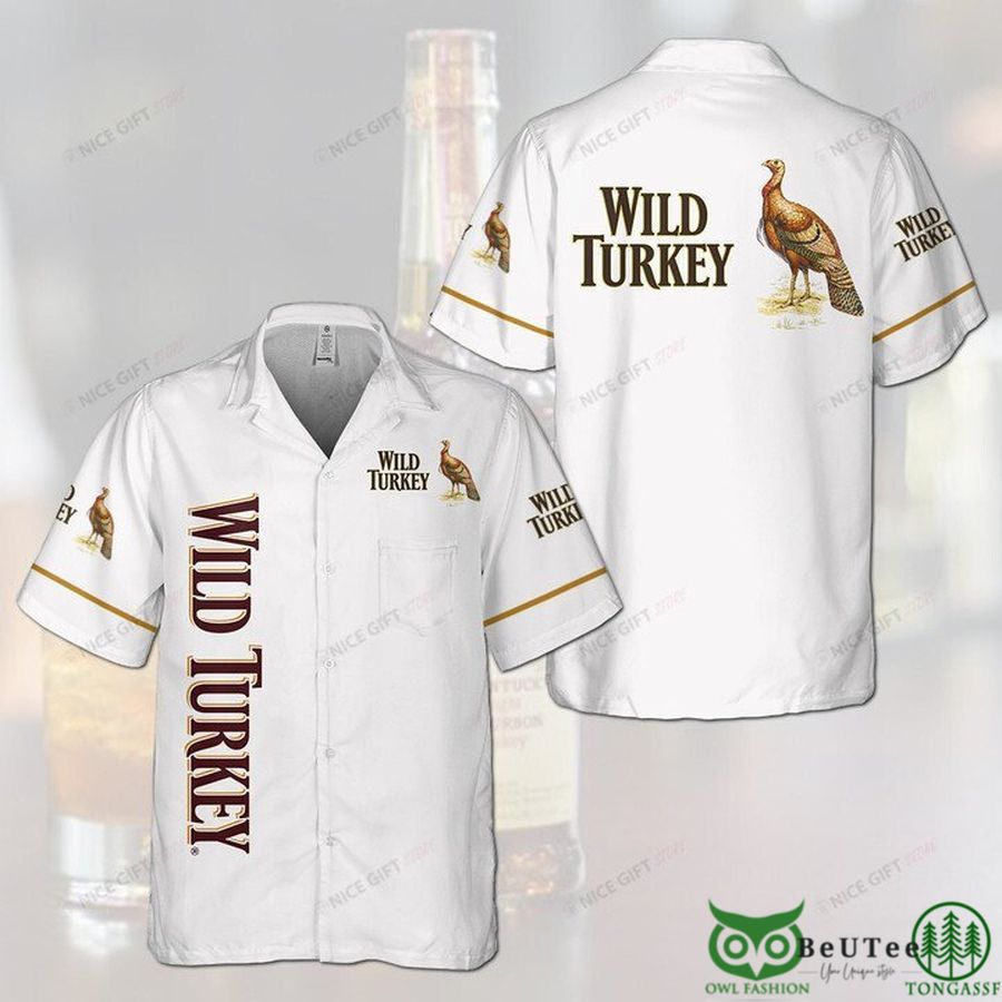 26 Wild Turkey Basic White Hawaiian Shirt