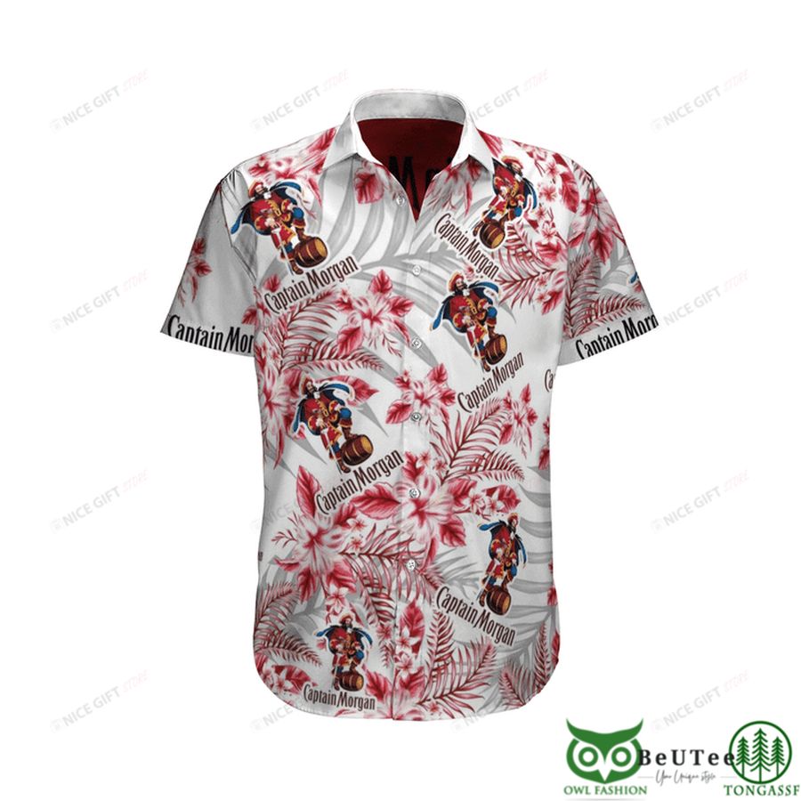 12 Captain Morgan Red Flower Hawaiian Shirt