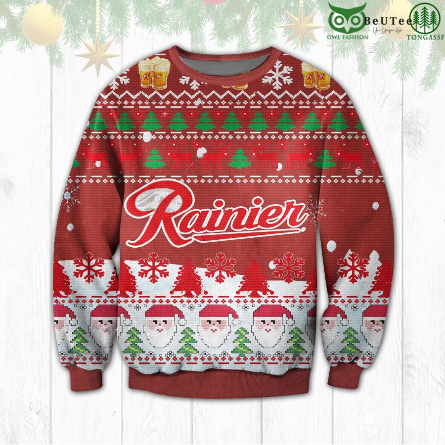 55 Rainier Ugly Sweater Beer Drinking Christmas Limited