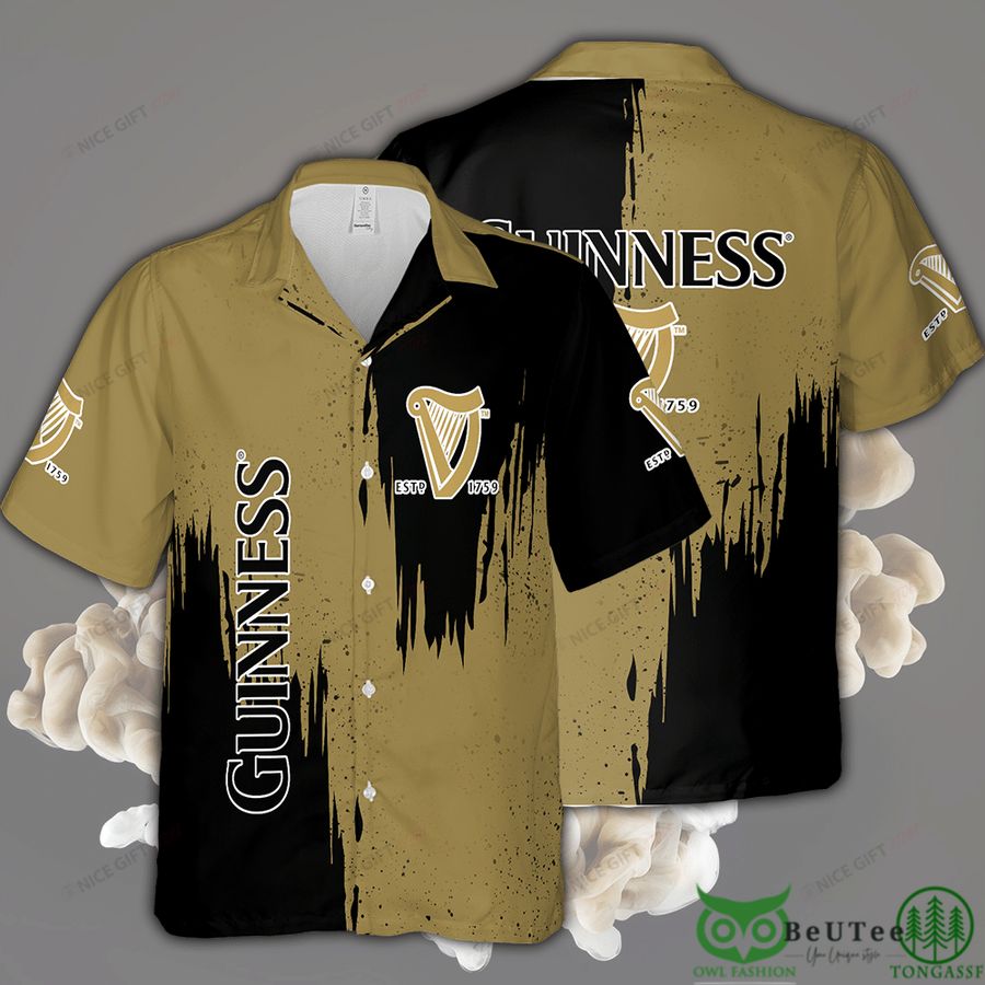 52 Guinness Brown Yellow and Black Hawaii 3D Shirt