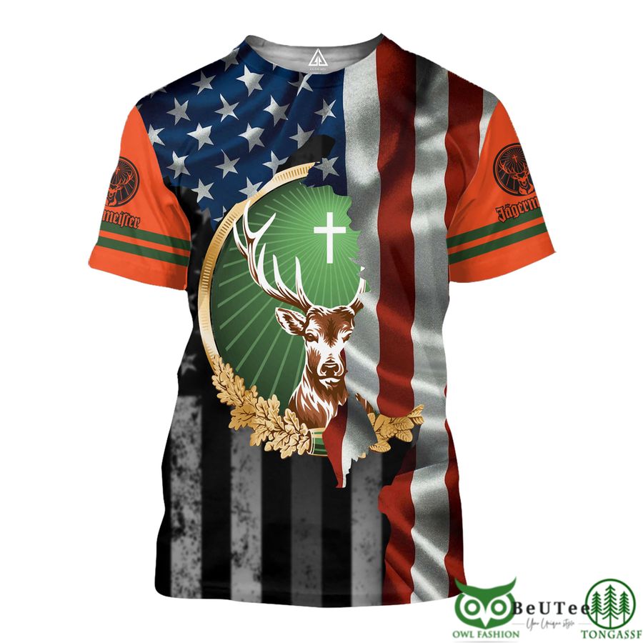144 Jagermeister American Flag Logo 3D Hoodie Tshirt Sweatshirt