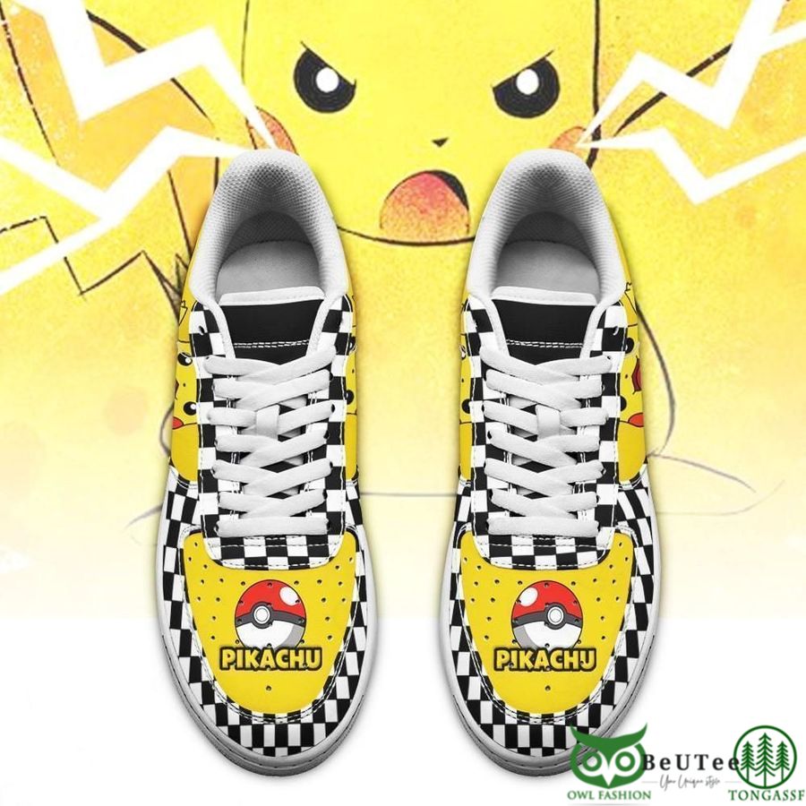 36 Poke Pikachu Air Sneakers Checkerboard Pokemon NAF Shoes