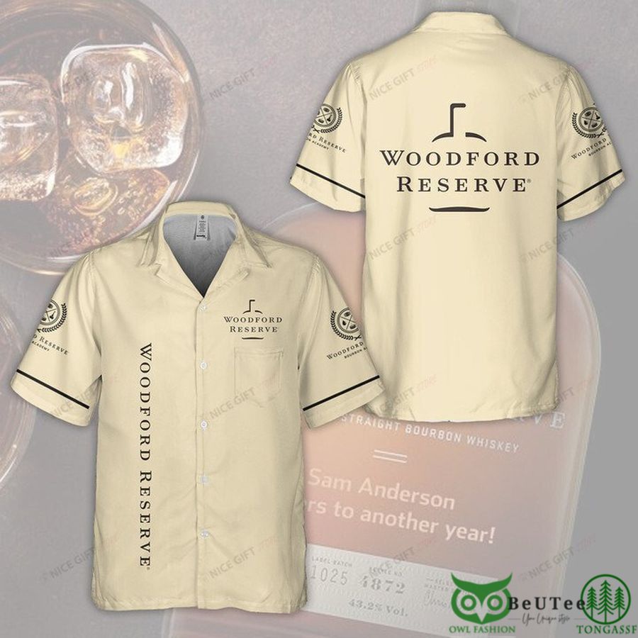 34 Woodford Reserve Basic Beige Hawaiian Shirt