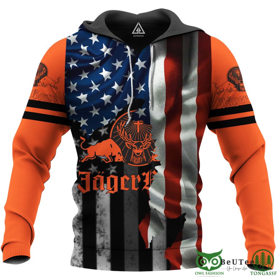 136 Jagermeister American Flag 3D Hoodie Tshirt Sweatshirt