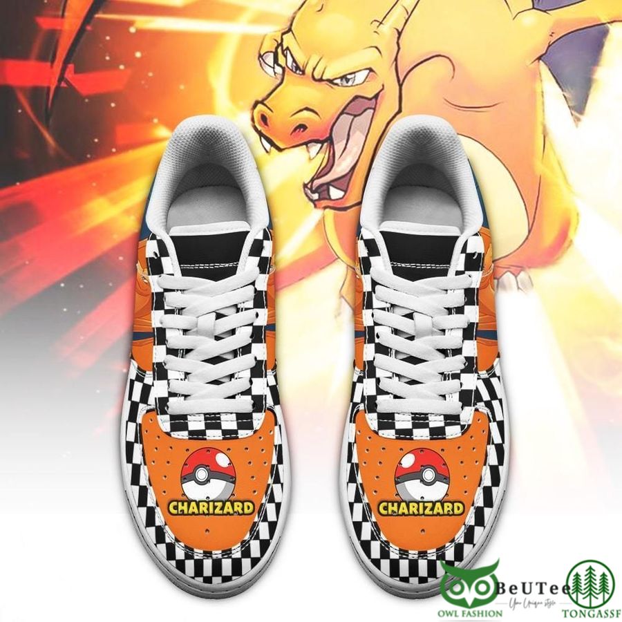 12 Poke Charizard Air Sneakers Checkerboard Pokemon NAF Shoes